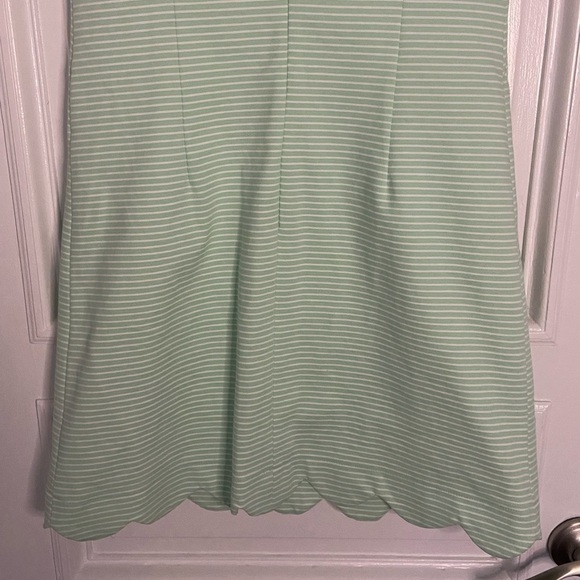 Sara Campbell Mint Green White Stripe Classic Scalloped Sleeveless Mini Dress XS - Picture 6 of 10